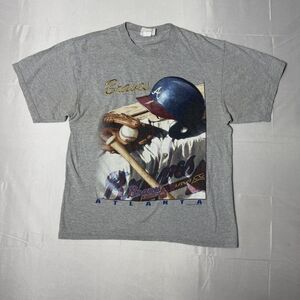 Vintage 1990s Atlanta Braves MLB VTG Gray T-shirt Graphic Medium Tee Baseball